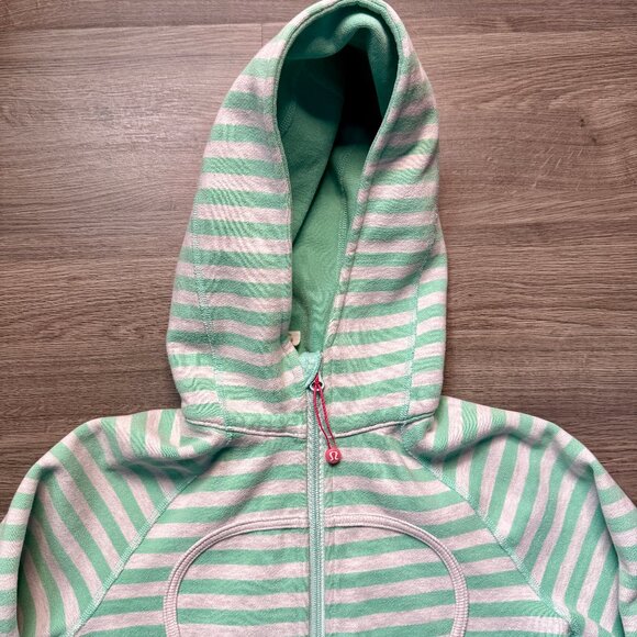 Lululemon Women's Scuba Full-Zip Hoodie - Green / White Striped - Picture 2 of 6